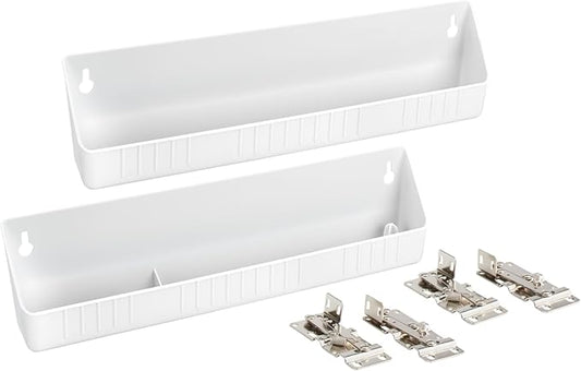 Rev-A-Shelf 14" Tip-Out Plastic Sink Trays for Kitchen and Bathroom Base Cabinet, Pull Out Vanity Shelf Home Organizer, White, 6572-14-11-52