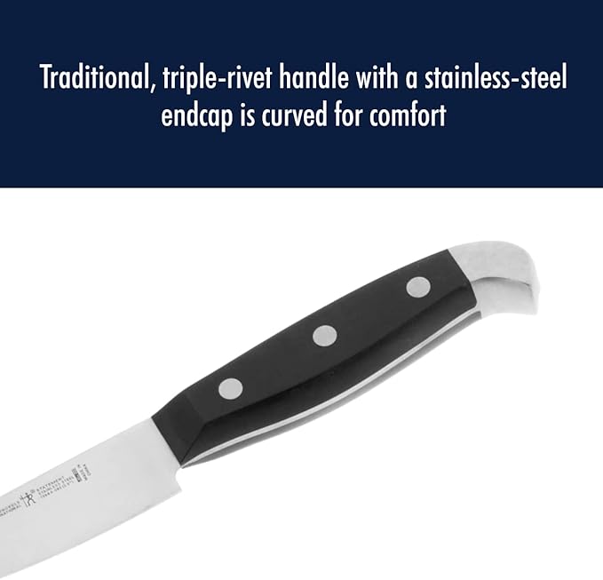 HENCKELS Statement Razor-Sharp 5-inch Serrated Utility Knife, Tomato Knife, German Engineered Informed by 100+ Years of Mastery, Black/Stainless Steel
