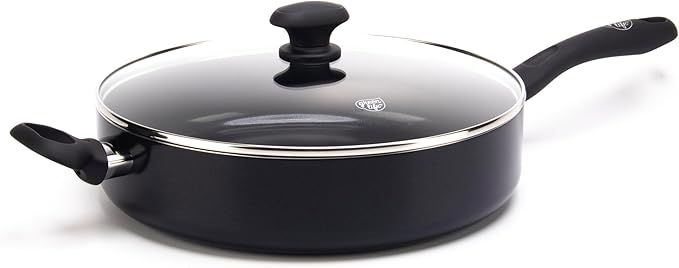 GreenLife Sandstone Healthy Ceramic Nonstick 5 Quart Saute Pan, PFAS-Free, Dishwasher Safe, Black