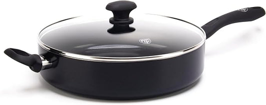 GreenLife Sandstone Healthy Ceramic Nonstick 5 Quart Saute Pan, PFAS-Free, Dishwasher Safe, Black