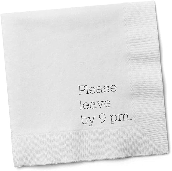Funny Cocktail Napkins – “Please Leave by 9 PM” – 20 Pack | Hilarious Disposable Paper Napkins for Parties, Bars, Weddings, Birthdays, Bachelorette & Adult Gatherings