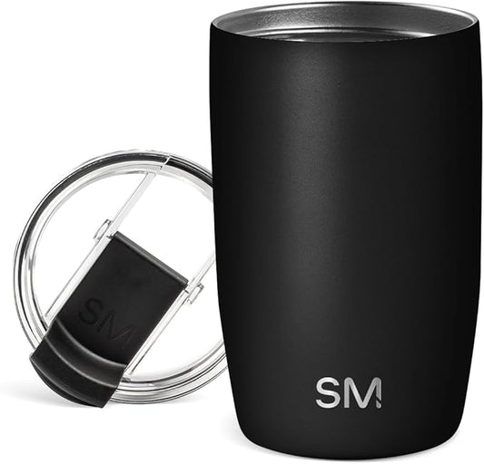 Simple Modern Travel Coffee Mug Tumbler with Flip Lid | Reusable Insulated Stainless Steel Cold Brew Iced Coffee Cup Thermos | Gifts for Women Men Him Her | Voyager Collection | 12oz | Midnight Black
