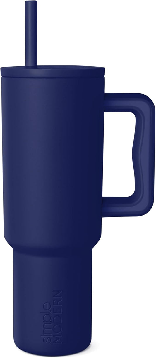 Simple Modern 40 oz Tumbler with Handle and Straw Lid | Leak-Proof Insulated Stainless Steel Water Bottle Travel Mug Cupholder Use | Gifts for Women Men Him Her | Trek Signature | Into The Night