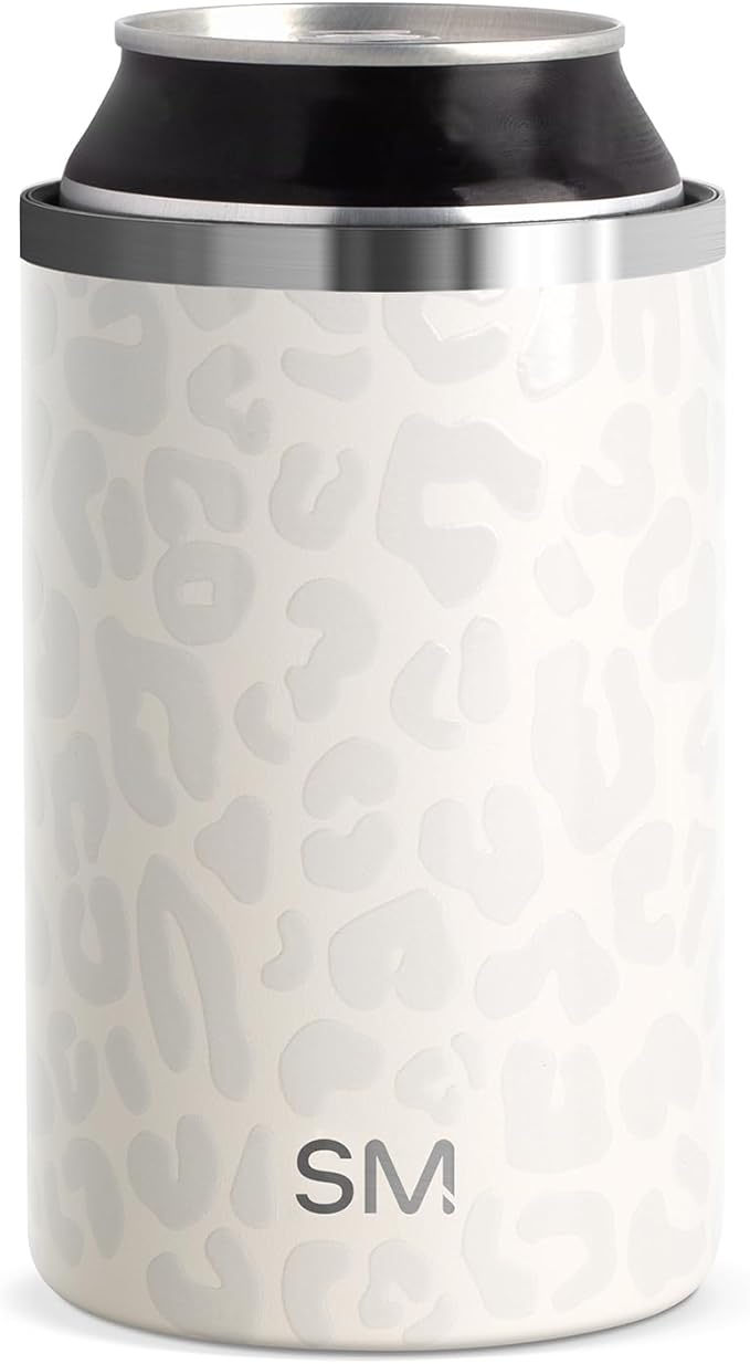 Simple Modern Standard Can Cooler for Beer, Soda, Sparkling Water | Vacuum Insulated Stainless Steel Drink Sleeve Holder Gift for Women 12oz Regular | Ranger Collection | Cream Leopard