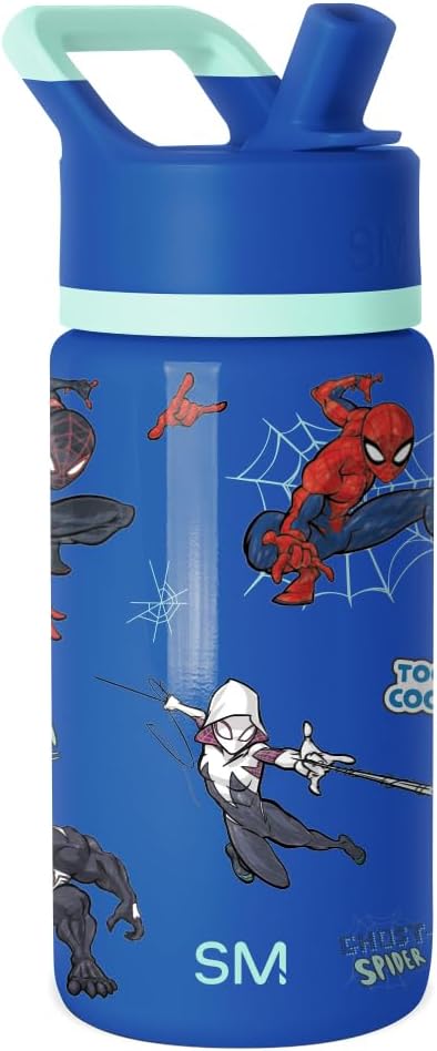 Simple Modern Kids Summit Water Bottle with Straw Lid | Marvel Spiderman 14oz Stainless Steel Cup Insulated Tumbler for Boys, School | Spiderman Mashup