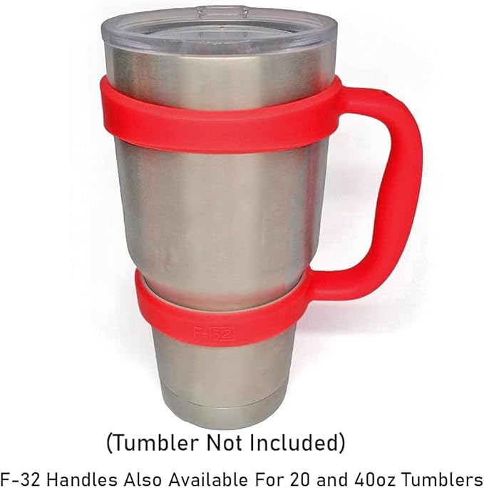 F-32 Handle - 19 COLORS - 30oz Size - Compatible with 30 oz YETI and 30 oz. OZARK TRAIL Tumbler Travel Mug (30OZ, STRAWBERRY RED)