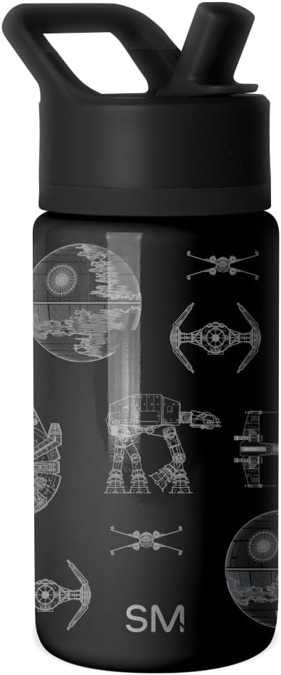 Simple Modern Kids Summit Water Bottle with Straw Lid | Star Wars 14oz Stainless Steel Cup Insulated Tumbler for Toddlers, Boys, School | Vehicle Schematics