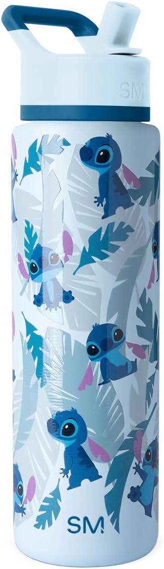 Simple Modern Summit Water Bottle with Straw Lid | Disney Stitch 30oz Leak Proof Stainless Steel Insulated Cup | Gifts for Her Him | Tropical Stitch