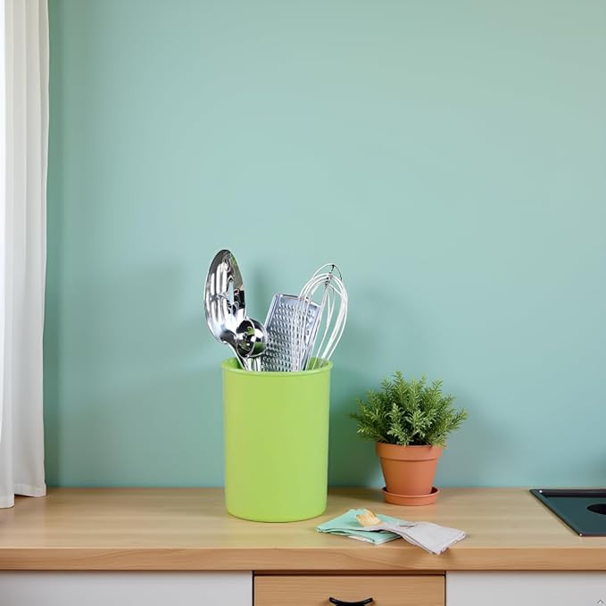 Reston Lloyd Calypso Basics Multipurpose Cookware Storage Crock, Kitchen Countertop & Office Desk Organization, Durable & Food Safe BPA-Free Plastic, Lime