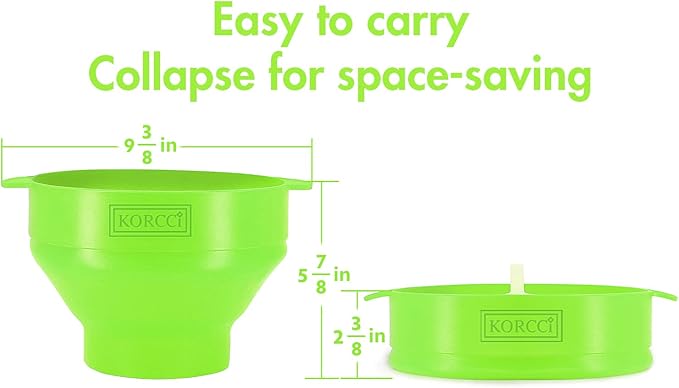 The Original Korcci Microwaveable Silicone Popcorn Popper, BPA Free Microwave Popcorn Popper, Collapsible Microwave Popcorn Maker Bowl, Dishwasher Safe - Green