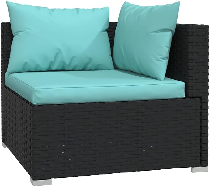 7 Piece Garden Lounge Set Black PE Rattan Modular Sectional Outdoor Furniture - Image 3