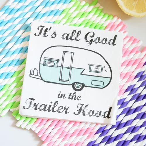 Twisted Wares - Funny Cocktail Napkins - IT'S ALL GOOD IN THE TRAILER HOOD - Boutique Cocktail Napkins - Perfect for any Celebrations 5"X5" (50 Pack)
