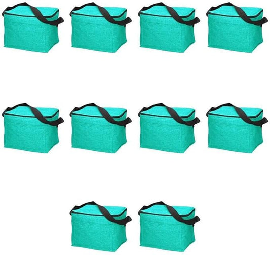 DISCOUNT PROMOS Insulated Cooler Lunch Bag Set of 10, Bulk Pack - Perfect for Work, Travel, Outdoor Events - Mint