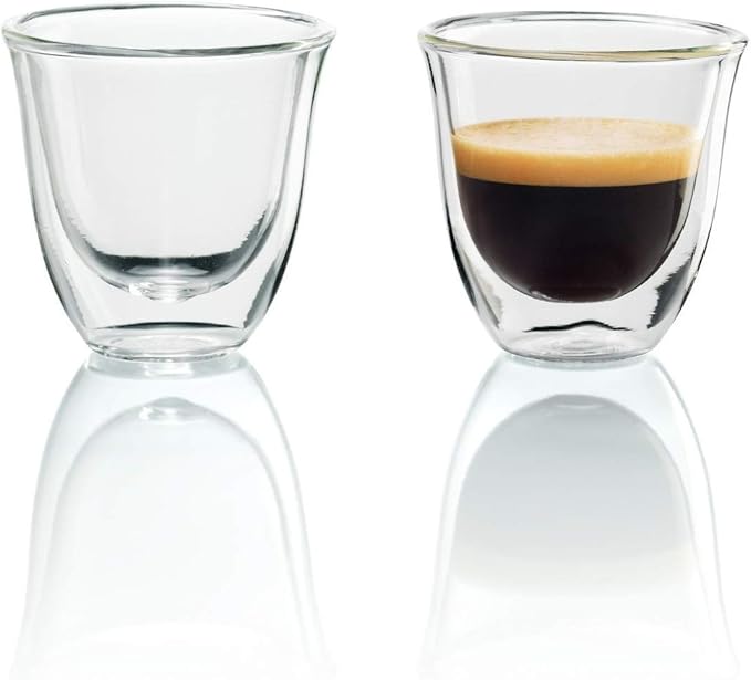 DeLonghi Thermal Espresso Glasses (Set of 2) and Cappuccino Glasses (Set of 2) Bundle