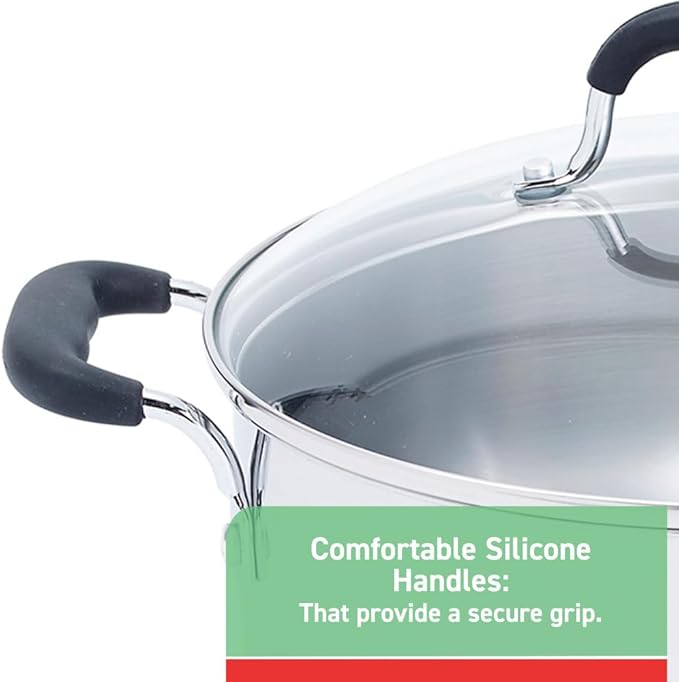 T-fal Specialty Stainless Steel Stockpot 12 Quart Oven Safe 350F Pots and Pans, Cookware Silver