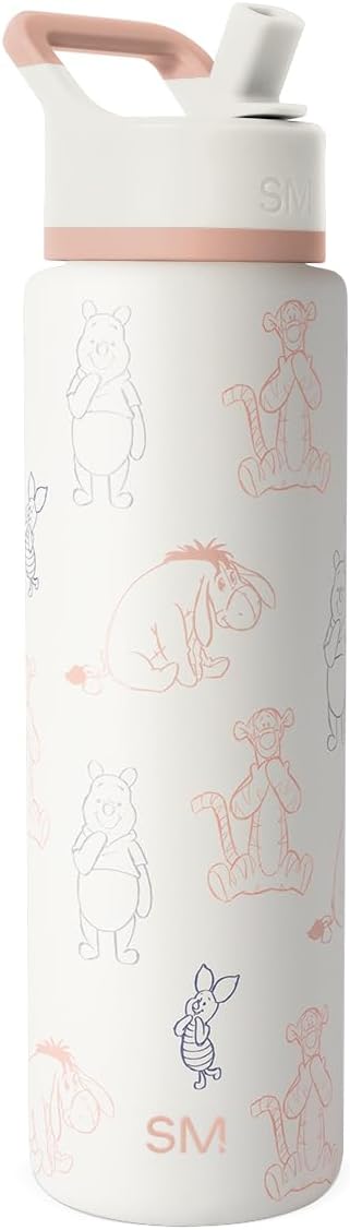 Simple Modern Summit Water Bottle with Straw Lid | Disney 30oz Leak Proof Stainless Steel Insulated Cup | Gifts for Her Him | Winnie the Pooh Doodles