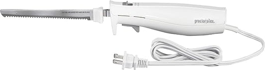 Proctor Silex Easy Slice Electric Knife for Meat Slicing, Poultry, Bread, Crafting Foam and More, Lightweight with Contoured Grip, White, (74312)