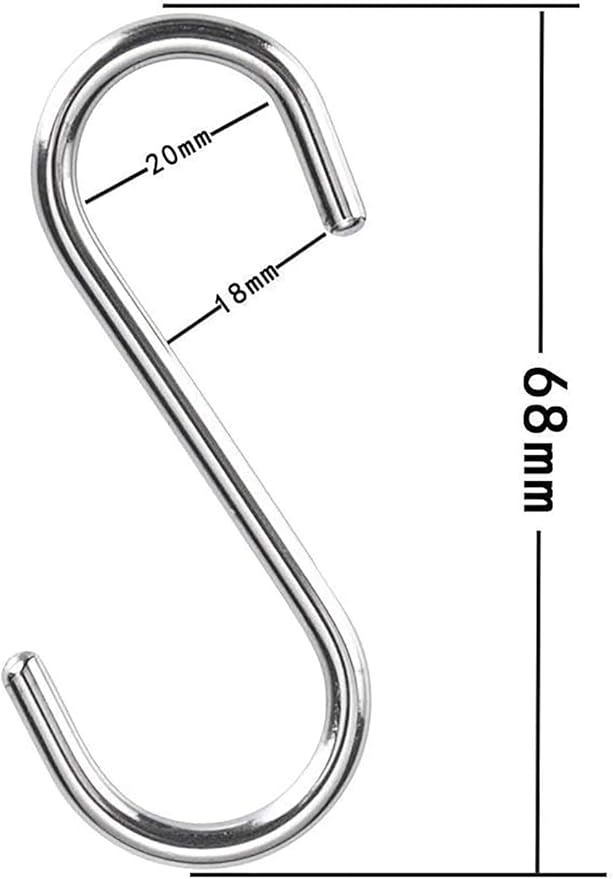 ARTOYS Stainless Steel S Hooks - Pack of 10, 3 Inches, 4mm Diameter, 50lbs Load Capacity - Electroplated Surface