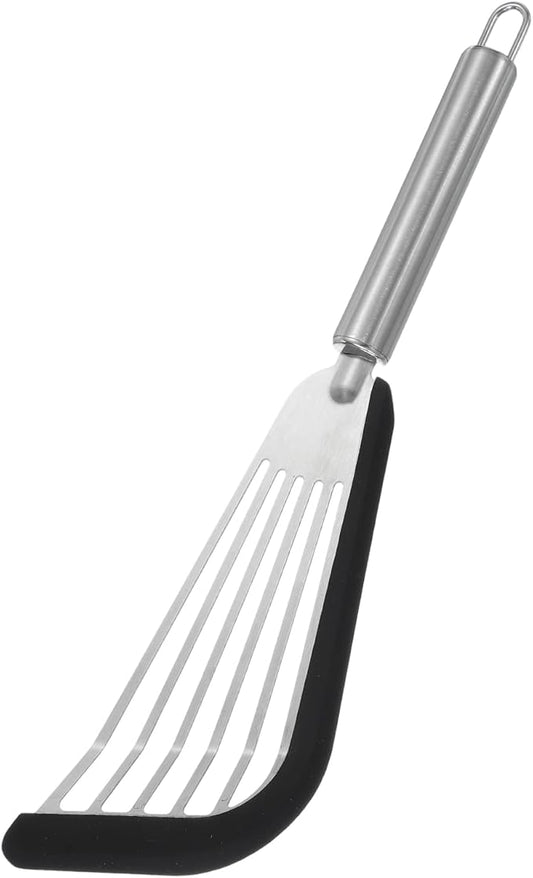 uxcell Stainless Steel Fish Spatulas with Handle Kitchen Cooking Spatula for Egg, Fish, Pancake Black