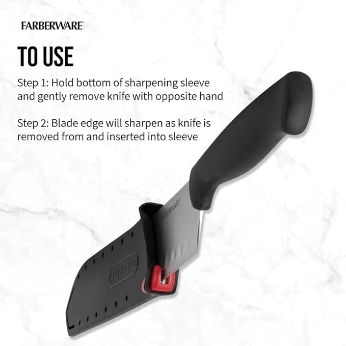 Farberware EdgeKeeper Santoko Knife, 7-inch Santoku, Stainless Steel