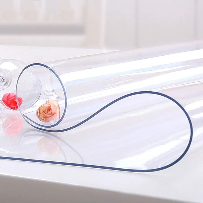 NECAUX Custom Table Cover, 32 x 87 Inch, 1.5mm Thick Wood Grain Transparent Pad, Non-Slip Tablecloth Protector for Dining, Meeting, Living Room Tables