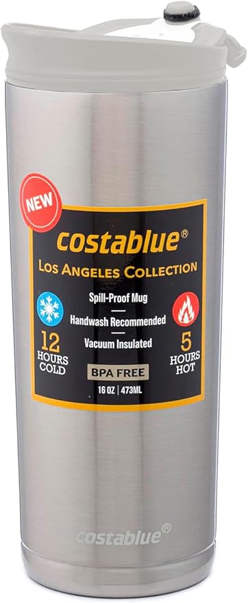Travel Coffee Mug - 16 Oz. Stainless Steel Insulated Coffee Mug, Leak Proof Tumbler w/Dishwasher Safe Lid, Double Wall Travel Coffee Cup, Reusable Insulated Tumbler for Hot & Cold Beverages…