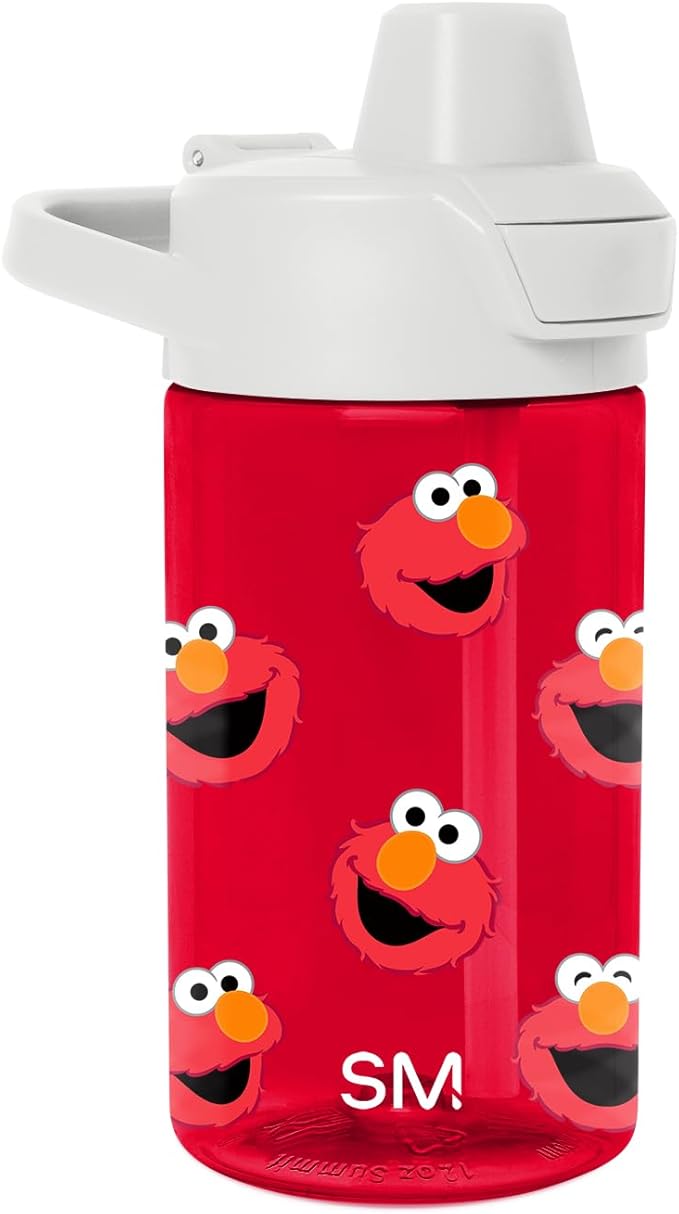 Simple Modern Sesame Street Kids Tritan Plastic Summit Water Bottle | 12 oz BPA-Free Cup with Covered Leak Proof Straw Lid for Boys, Girls,Toddlers | Elmo Says