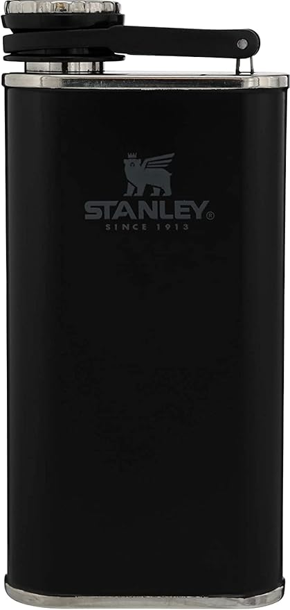 Stanley Adventure Pre-Party Flask and Nesting Shot Glass Set | 8 oz Leakproof Hip Flask | 4 Shot Glasses in Travel Carrying Case | Insulated Stainless Steel Liquor Flask | BPA-Free | Matte Black