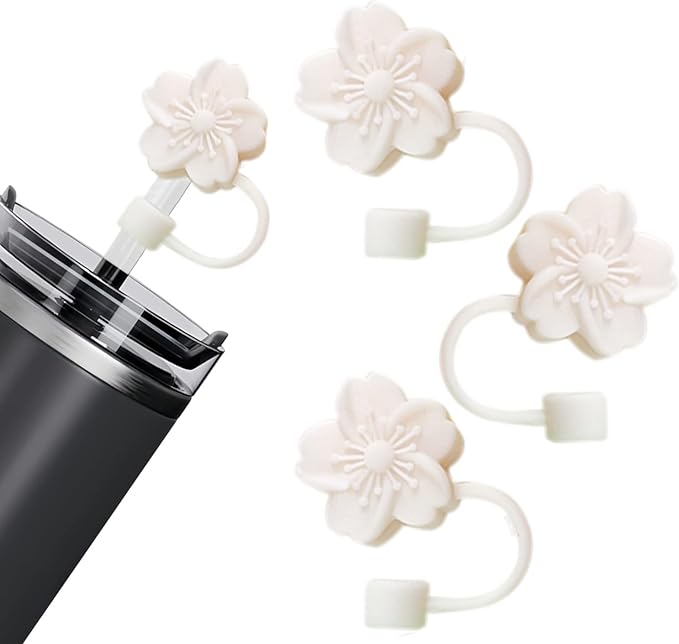 Silicone Straw Caps for 10mm Tumblers | Reusable Dust-Proof Straw Toppers Compatible with Stanley 30oz & 40oz Tumbler (white 3p)