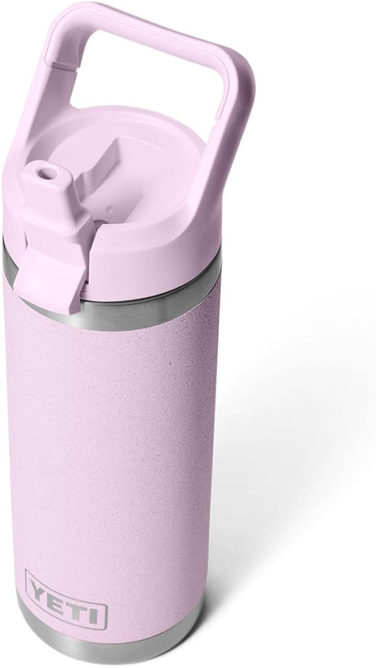 YETI Rambler 18 oz Bottle, Vacuum Insulated, Stainless Steel with Straw Cap, Cherry Blossom