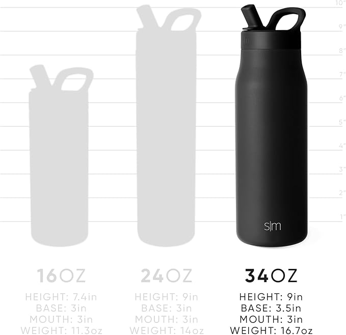 Simple Modern Water Bottle with Straw lid | Insulated Stainless Steel Thermos | Reusable Travel Water Bottles for Gym & Sports | Leak Proof & BPA Free | 34oz, Sea Glass Sage