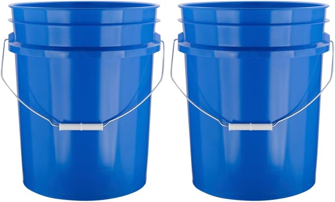 House Naturals 5 Gallon Premium HPDE Plastic Bucket - Made in USA Food Grade Storage Container, BPA Free All Purpose Pail (2, Blue)