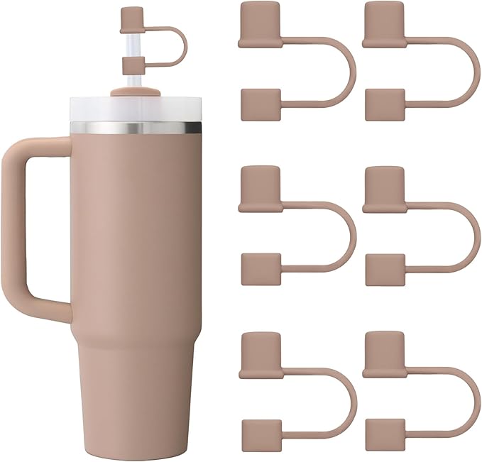 6PCS Silicone Straw Covers Cap Compatible with Stanley Cup 30-40 oz Tumbler with Handle 10mm Straw Toppers Reusable Cover for Stanley Cup Accessories