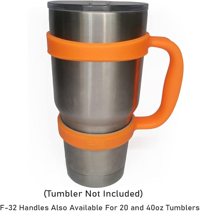 F-32 Handle - 19 COLORS - 30oz Size - Compatible with 30 oz YETI and 30 oz. OZARK TRAIL Tumbler Travel Mug (30OZ, ELECTRIC PEACH (NEON))