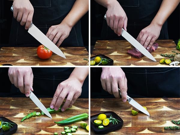 kitchen knife set,chushiji 6-Piece silver Kitchen Knife Set for Home, Anti-Rust Non-stick Stainless Steel Sharp Chef Knife Set with Universal Knife Block for Kitchen, Ergonomical Design (silver)