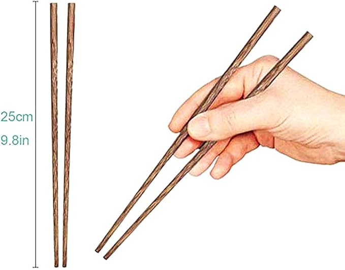 30-Pairs Wooden Chopsticks, Dishwasher Safe Chopstick,ReusableNatural Healthy, Chinese Classic Style for Kitchen, Dining Room, Gourmet, Noodles (9.8 Inch)