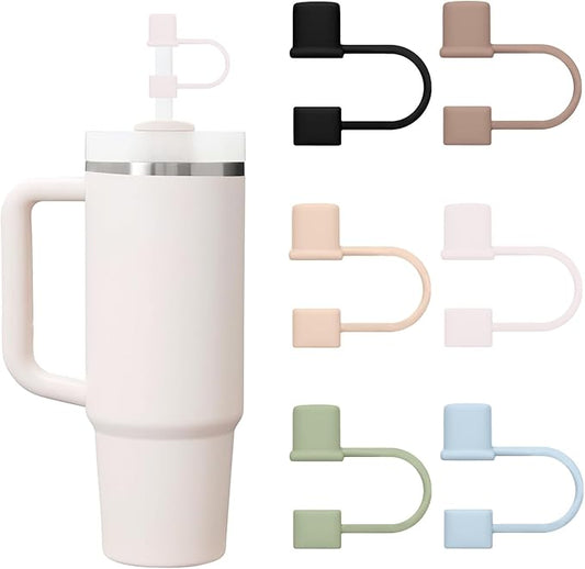 6PCS Silicone Straw Covers Cap Compatible with Stanley Cup 30-40 oz Tumbler with Handle 10mm Straw Toppers for Stanley Cup Accessories（Colorful 1）