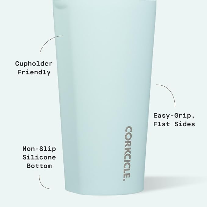 Corkcicle Classic Tumbler - Keeps Drinks Cold for 9 Hours & Hot for 3 - Triple-Insulated Stainless Steel - Holiday Tumbler Gift - 16 oz - Gloss Powder Blue