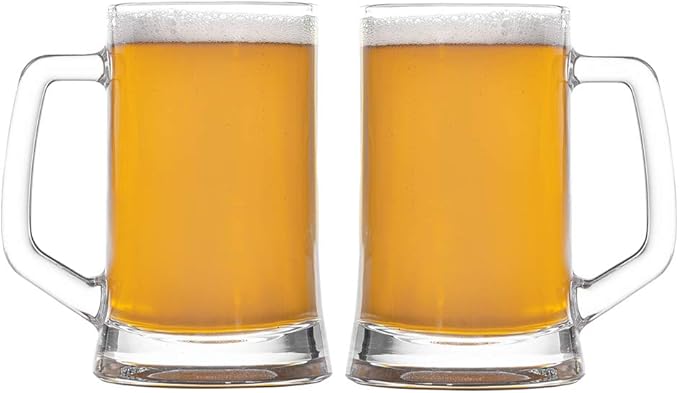 Amlong Crystal Lead-Free Beer Mug - 12 oz (Right For 1 Bottle), Set of 2