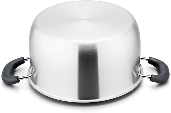 4 Quart Stock Pot with Lid, P&P CHEF Stainless Steel Cooking Pot Stockpot for Soup and Pasta, Heat-proof Handle & Glass Lid, Dishwasher Safe & Non Toxic