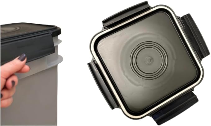 House Naturals 4 Gallon Square Food Grade Bucket Pail with Plastic Handles and Lid (Pack of 3) Made in USA containers (Black)