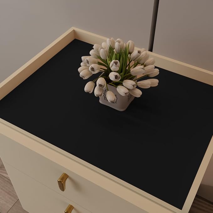 Nightstand Protector Top - 14x30 Inch Waterproof Easy to Clean Can Conceal Flaws Protector The Table Top from Scratches Used for Dining (Black+Gray 14x30)