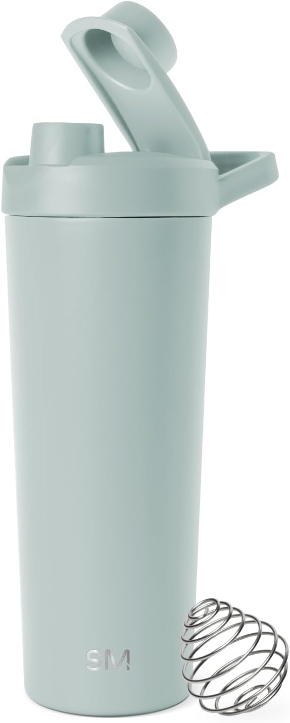 Simple Modern Stainless Steel Shaker Bottle with Ball 24oz | Metal Insulated Cup for Protein Mixes, Shakes and Pre Workout | Rally Collection | Sea Glass Sage