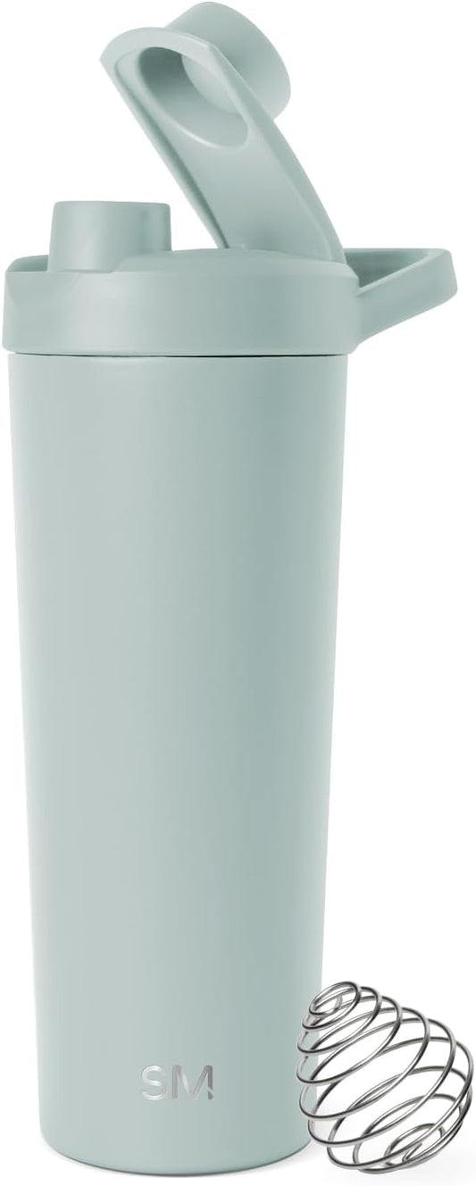 Simple Modern Stainless Steel Shaker Bottle with Ball 24oz | Metal Insulated Cup for Protein Mixes, Shakes and Pre Workout | Rally Collection | Sea Glass Sage