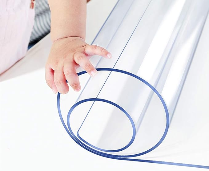 Wadrac Multisize Small PVC Clear Table Cover Top Protector-12x38 in Heat Resistant Anti Scratch Plastic Cloths Rectangular Vinyl Non-Slip Desk Pad for Children Painting Sofa Side Table/Writing Desk