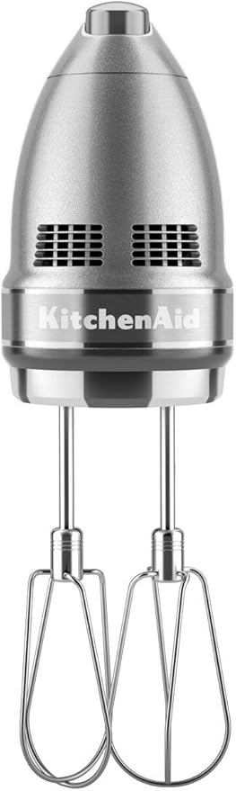 KitchenAid 9-Speed Digital Hand Mixer with Turbo Beater II Accessories and Pro Whisk - Contour Silver