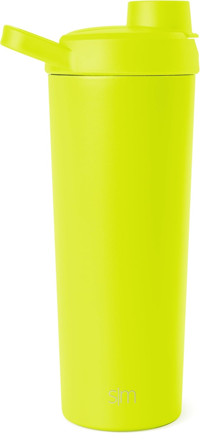 Simple Modern Stainless Steel Shaker Bottle with Ball 24oz, Metal Insulated Cup for Protein Mixes, Shakes and Pre Workout, Rally Collection, Chartreuse (Pack of 12)