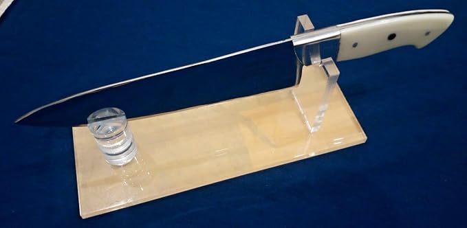 PAL 2000 KNIVES Acrylic Knife Display Stand Fixed Blade Knife Collection Display Stand Holder for Single Knife Rustic Cabin Home Decor (Clear Base) 3143