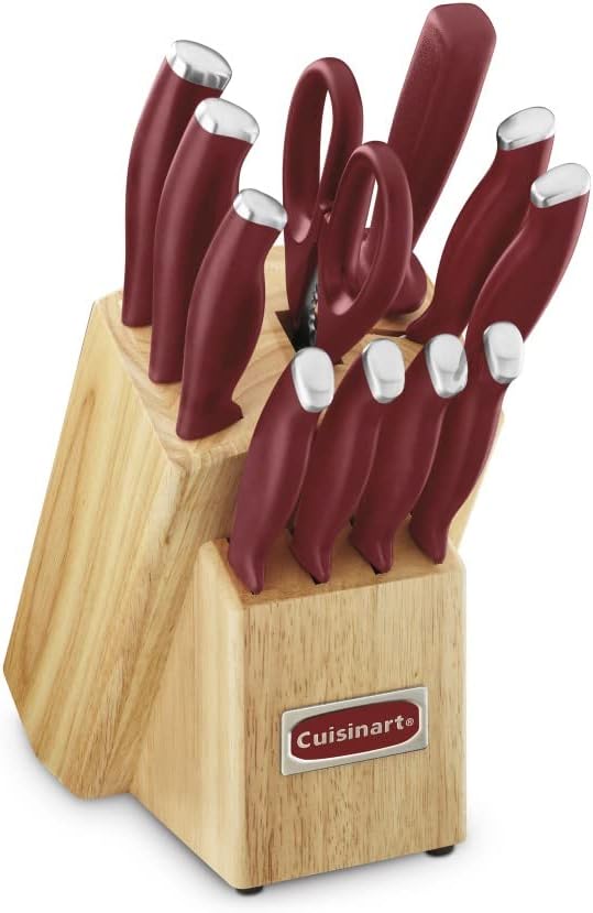 Cuisinart C77SSR-12P Color Pro Collection 12 Piece Knife Block Set, Red