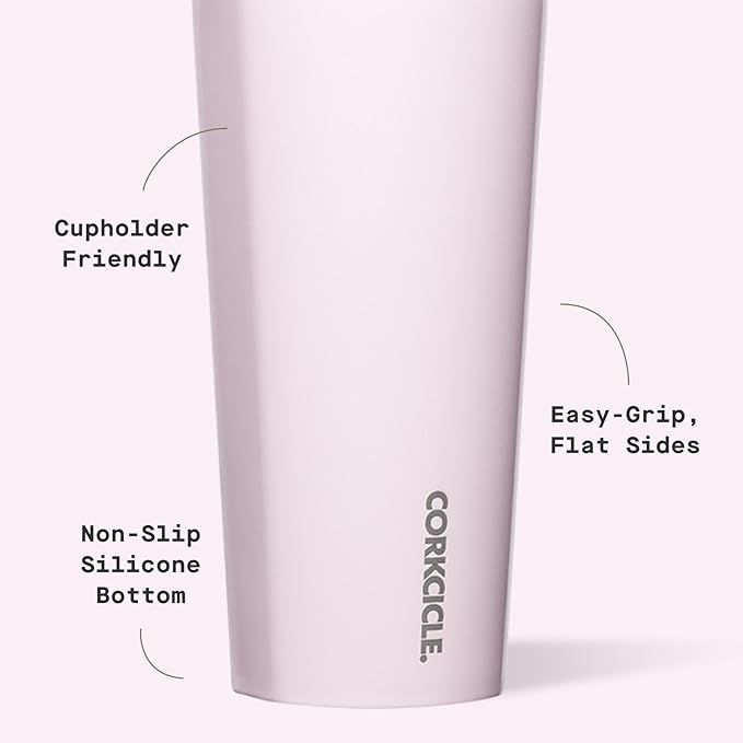 Corkcicle Classic Tumbler - Keeps Drinks Cold for 9 Hours & Hot for 3 - Triple-Insulated Stainless Steel - Holiday Tumbler Gift - 24 oz - Powder Puff